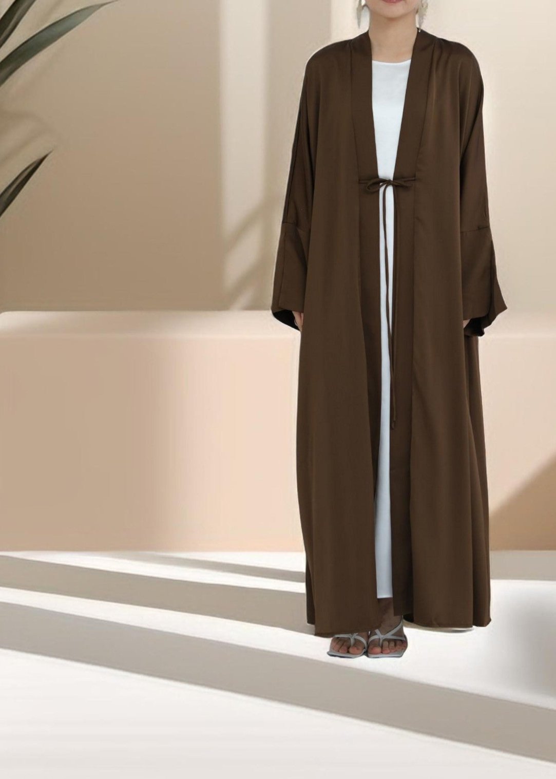 Duha Open Front Satin Abaya - Try Modest Limited