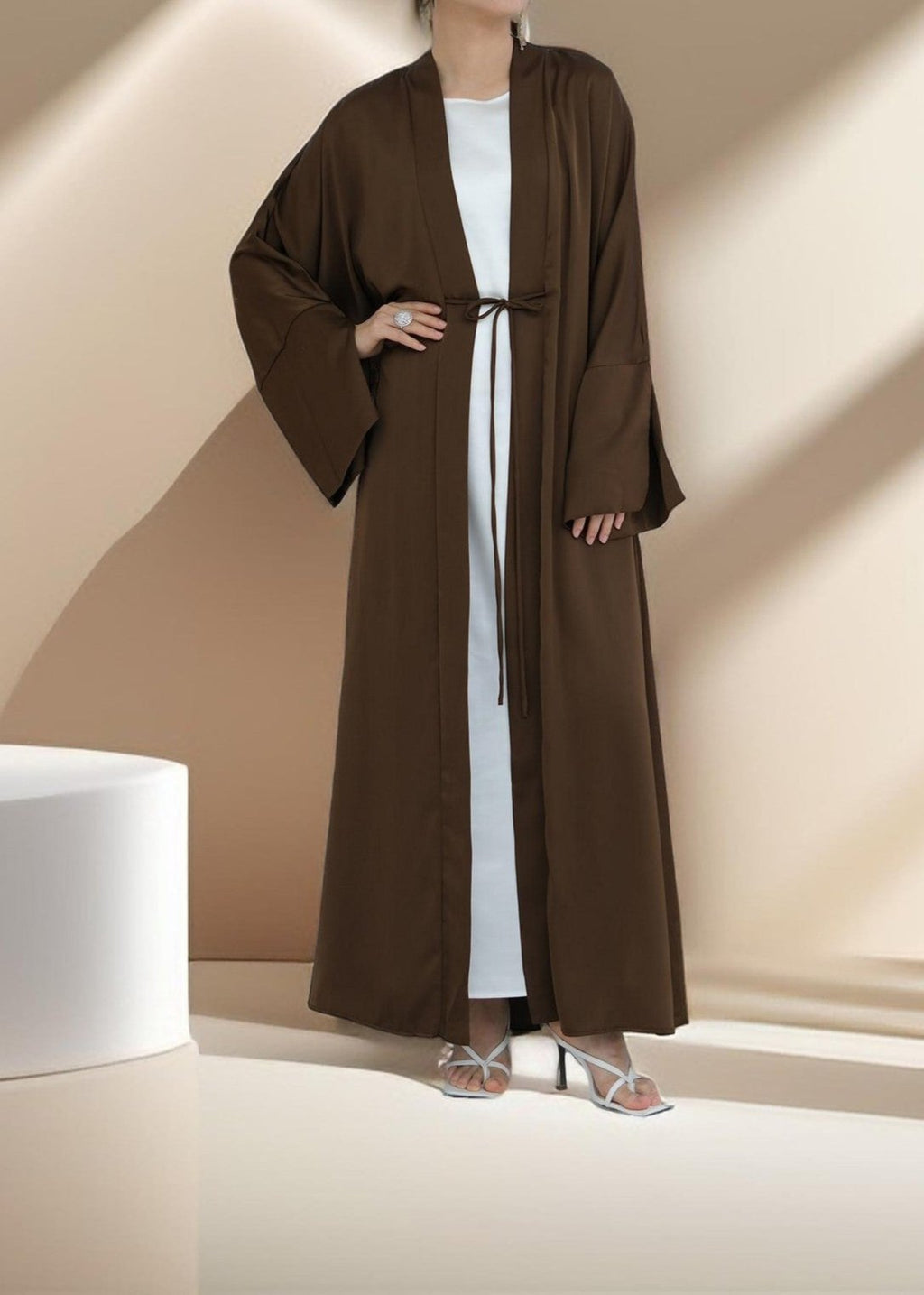 Duha Open Front Satin Abaya - Try Modest Limited