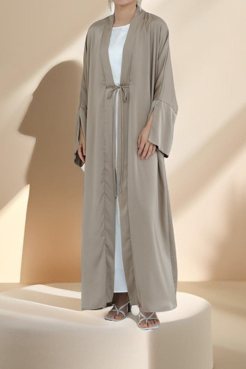 Duha Open Front Satin Abaya Try Modest Limited