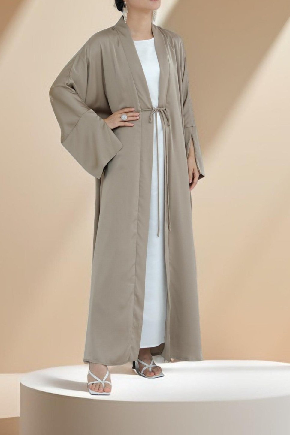 Duha Open Front Satin Abaya Try Modest Limited