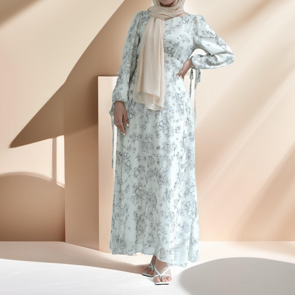 Eastern Elegance Printed Maxi Dress - Try Modest Limited