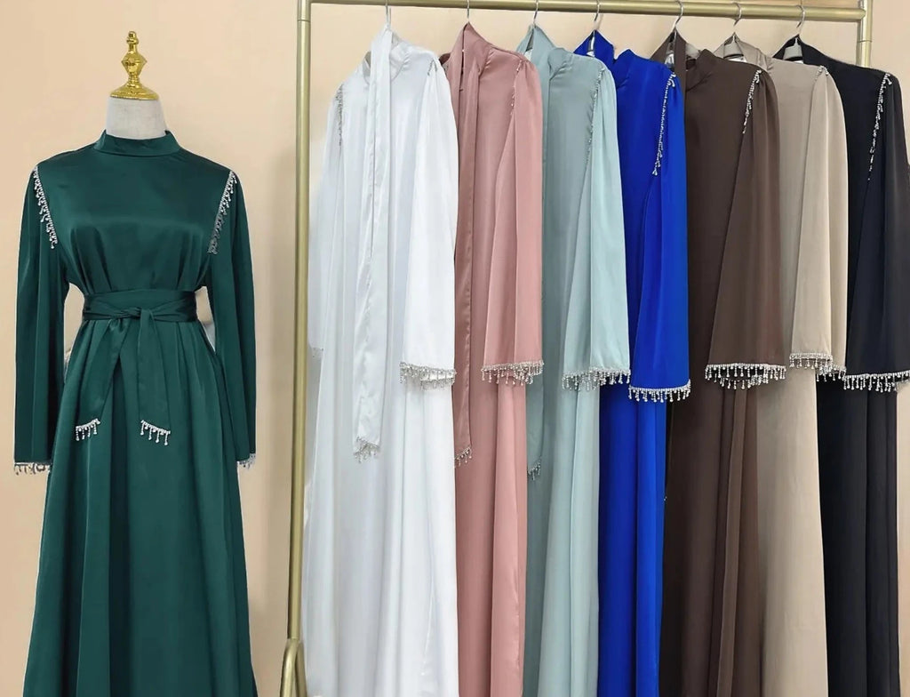 Elegant Satin Beaded Gown - Stella Radiance - Try Modest Limited