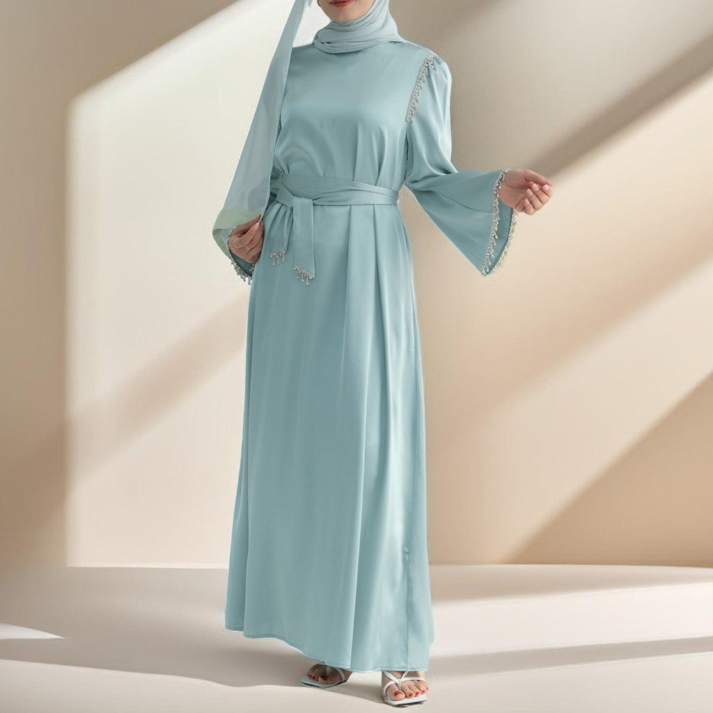 Elegant Satin Beaded Gown - Stella Radiance - Try Modest Limited