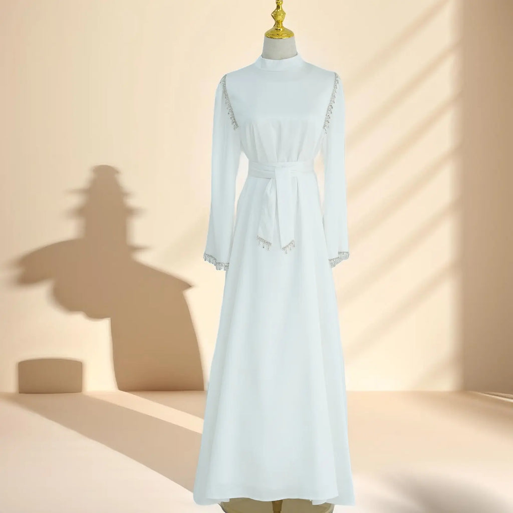 Elegant Satin Beaded Gown - Stella Radiance - Try Modest Limited