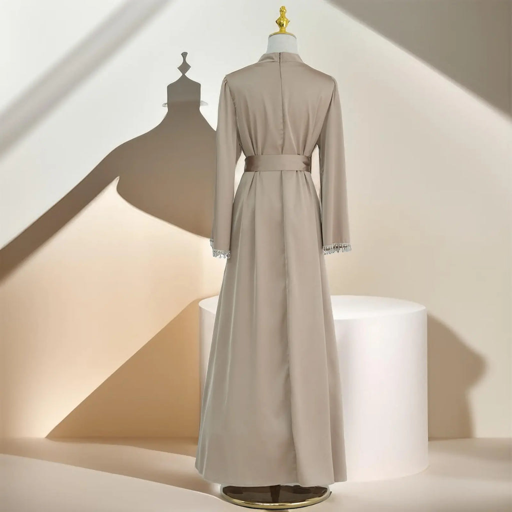 Elegant Satin Beaded Gown - Stella Radiance - Try Modest Limited