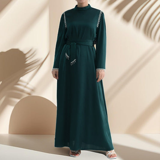 Elegant Satin Beaded Gown - Stella Radiance - Try Modest Limited 