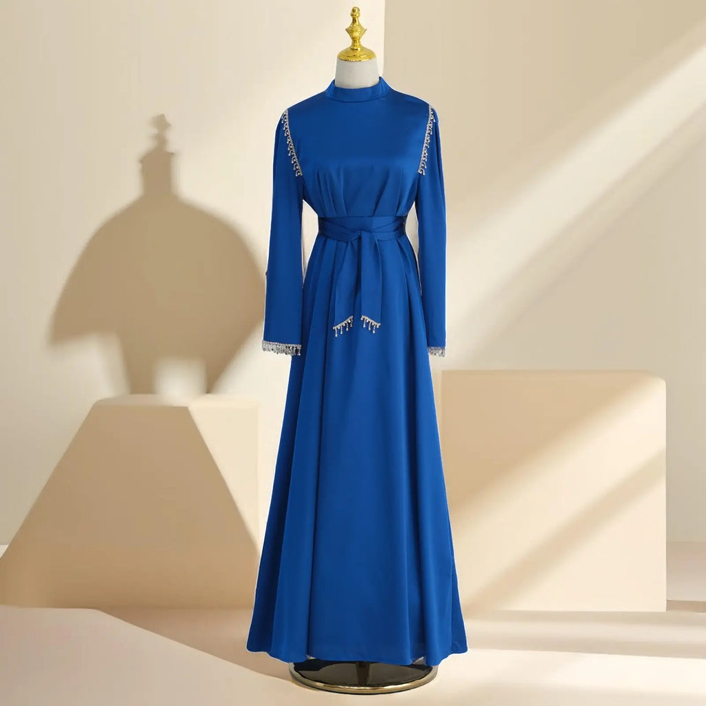 Elegant Satin Beaded Gown - Stella Radiance - Try Modest Limited