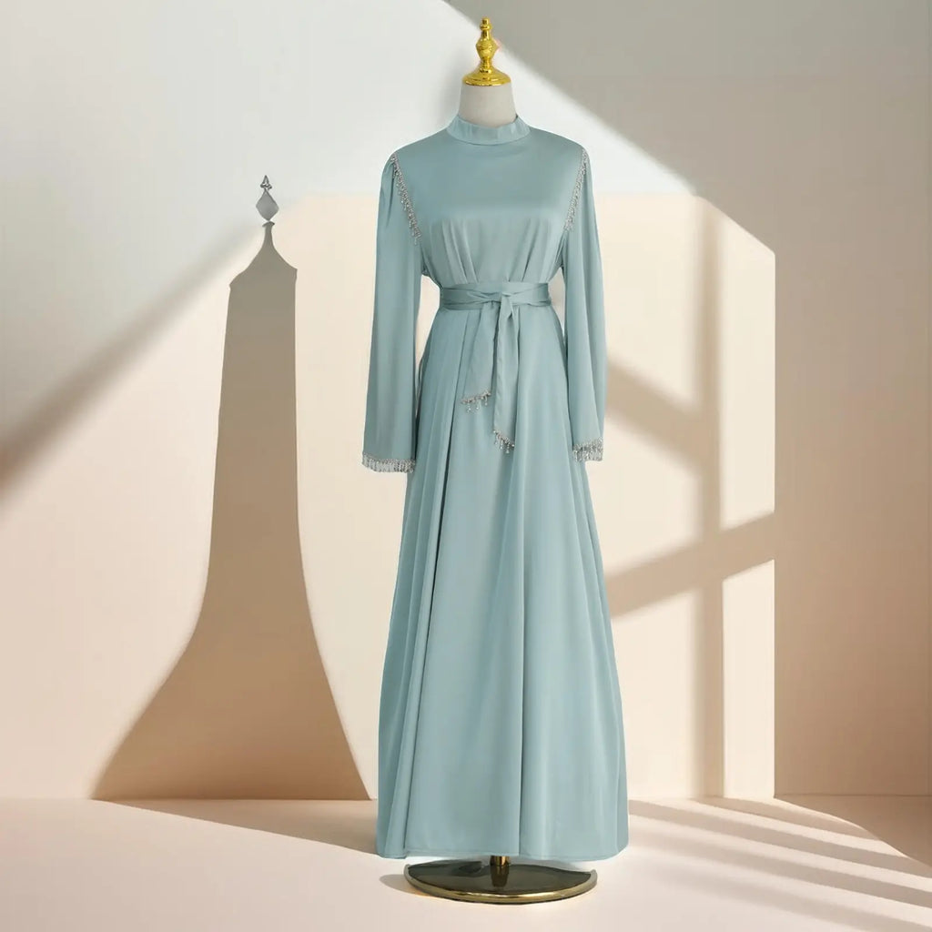 Elegant Satin Beaded Gown - Stella Radiance - Try Modest Limited