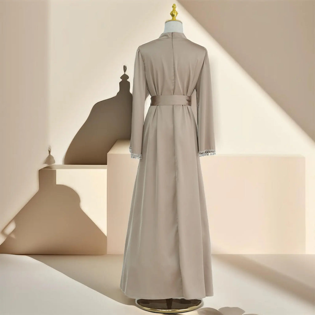 Elegant Satin Beaded Gown - Stella Radiance - Try Modest Limited