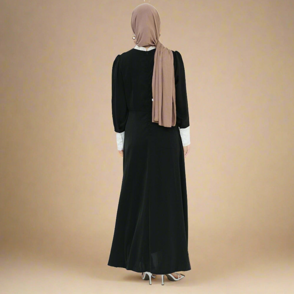 Elham Black Long Maxi Dress with Full Sleeves - Try Modest Limited