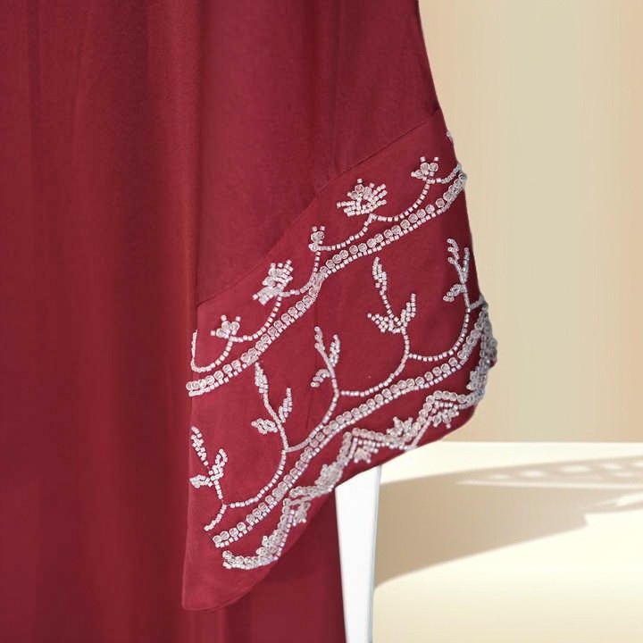 Ellaa Luxe Beaded Sleeve Abaya – Front Open Elegance - Try Modest Limited