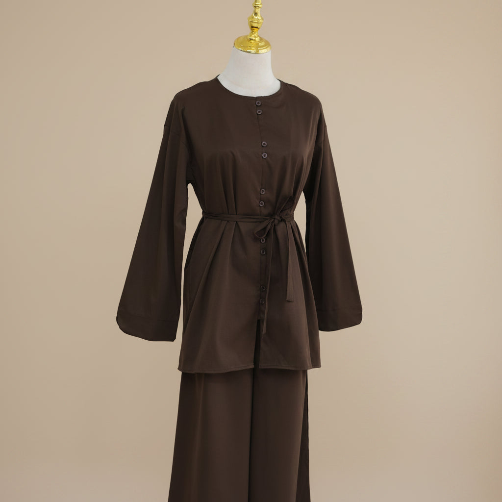 Conjunto a juego de túnica con cinturón y pantalón de pierna ancha de Elowen