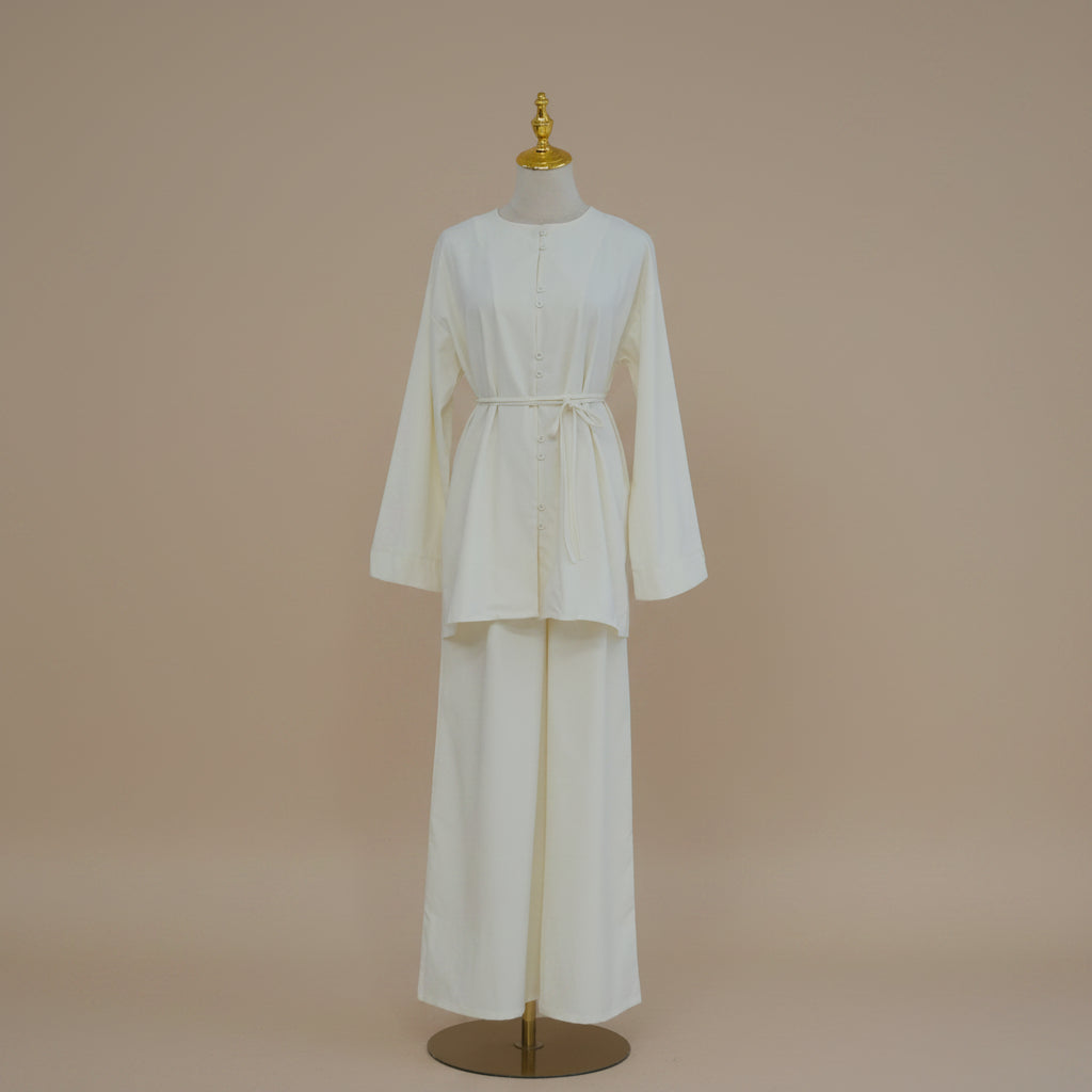 Conjunto a juego de túnica con cinturón y pantalón de pierna ancha de Elowen