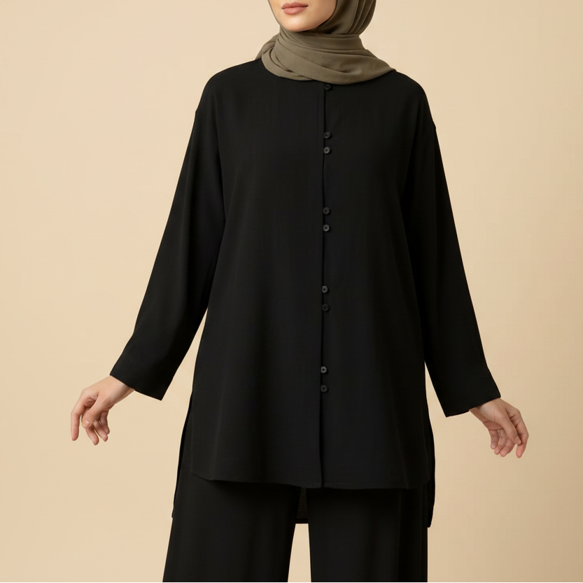 Conjunto a juego de túnica con cinturón y pantalón de pierna ancha de Elowen