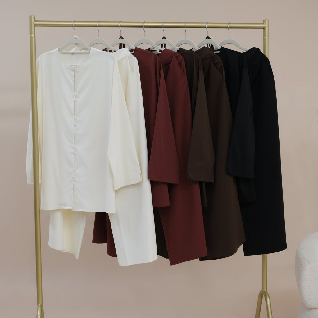 Conjunto a juego de túnica con cinturón y pantalón de pierna ancha de Elowen