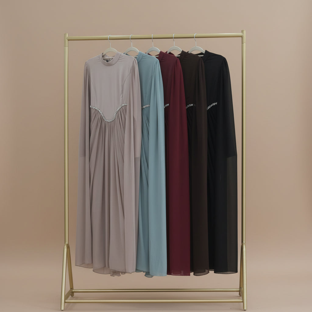 Elzira Crystal Detail Evening Maxi Dress - Try Modest Limited 