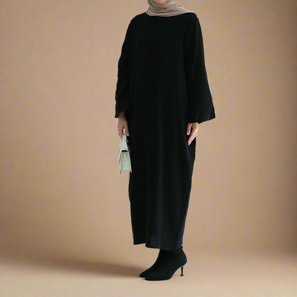 Ember Modest Abaya Dress with Pocket and Split Sleeve Cuffs - Try Modest Limited