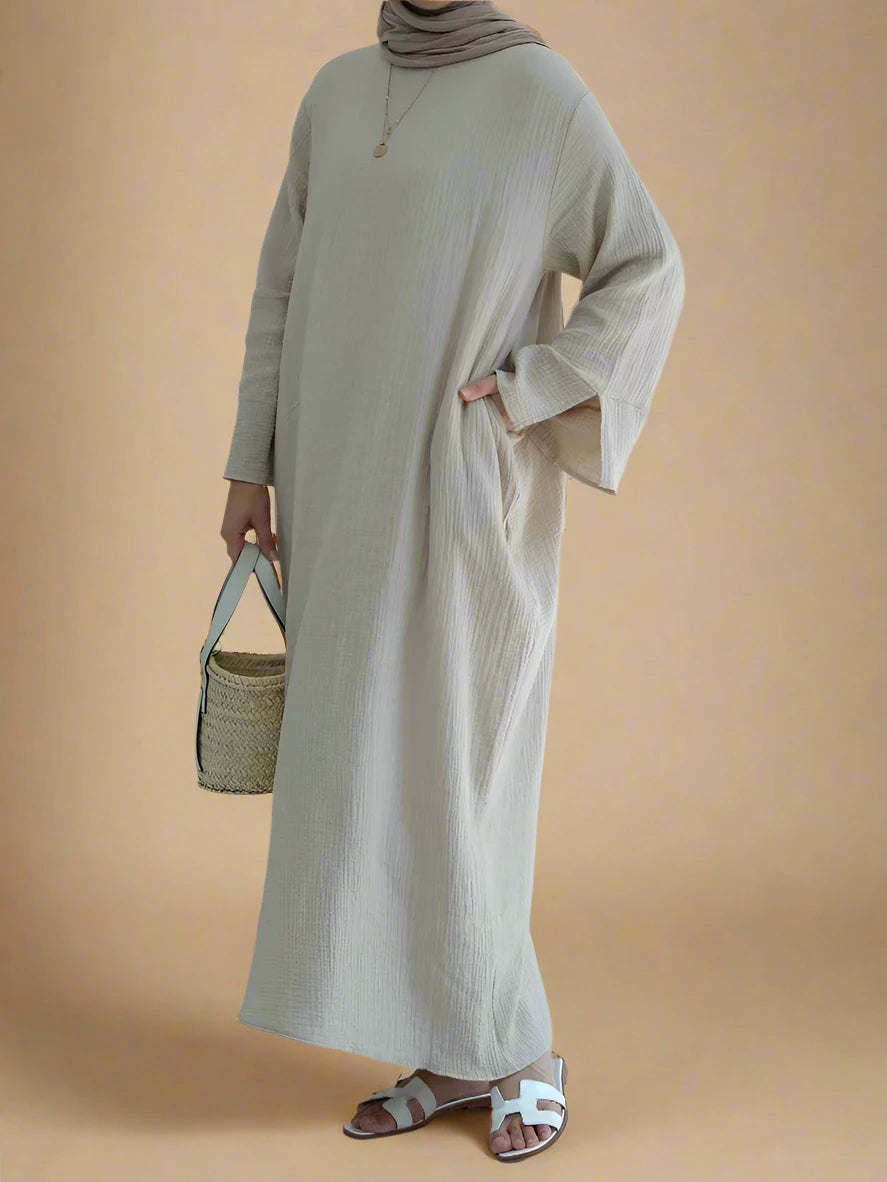 Ember Modest Abaya Dress with Pocket and Split Sleeve Cuffs Try Modest Limited