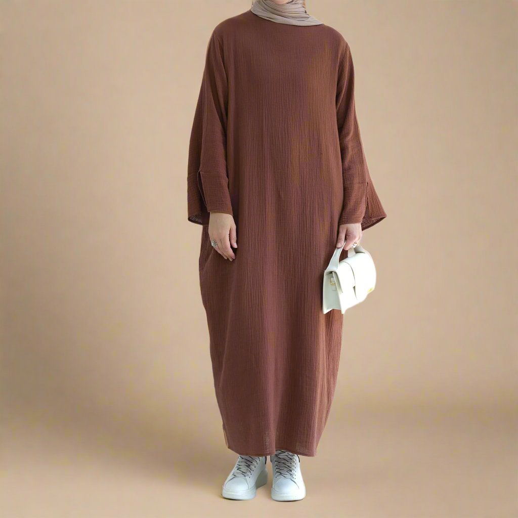 Ember Modest Abaya Dress with Pocket and Split Sleeve Cuffs Try Modest Limited