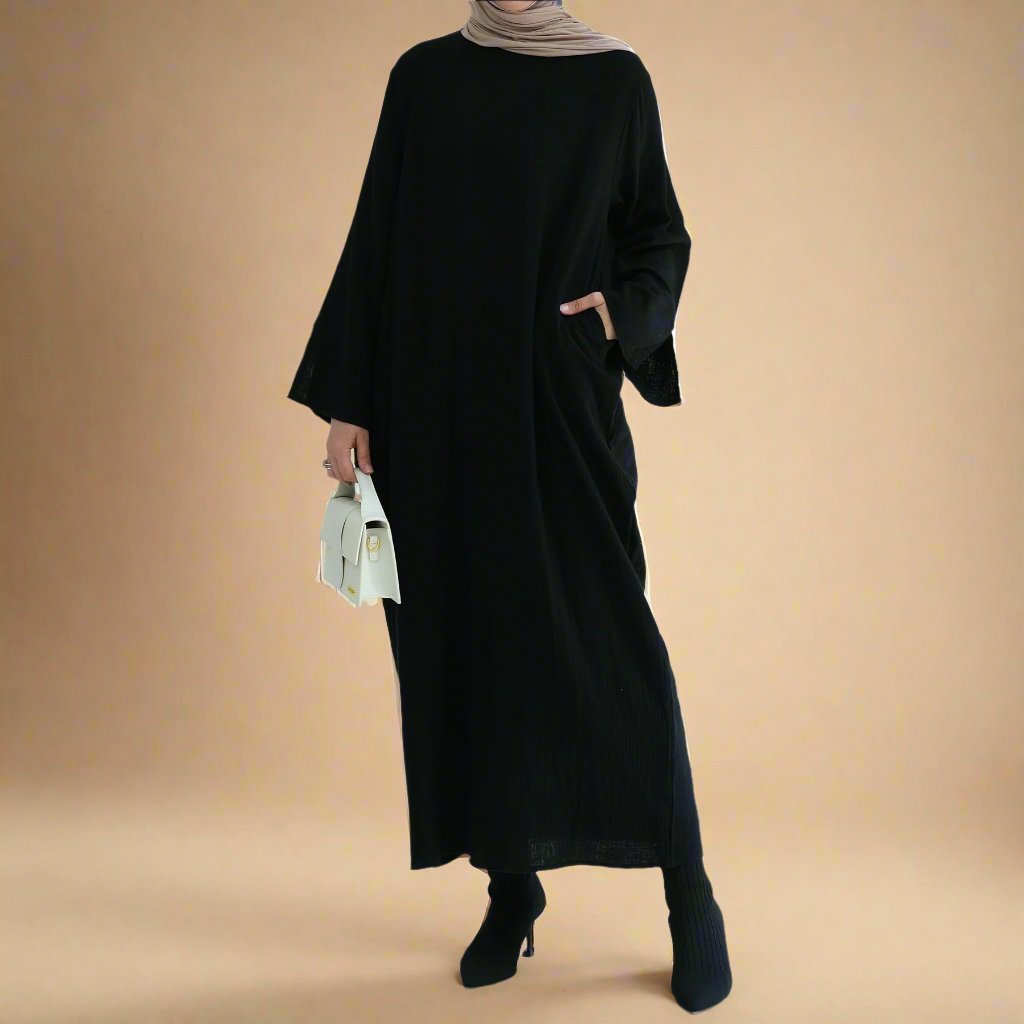 Ember Modest Abaya Dress with Pocket and Split Sleeve Cuffs Try Modest Limited