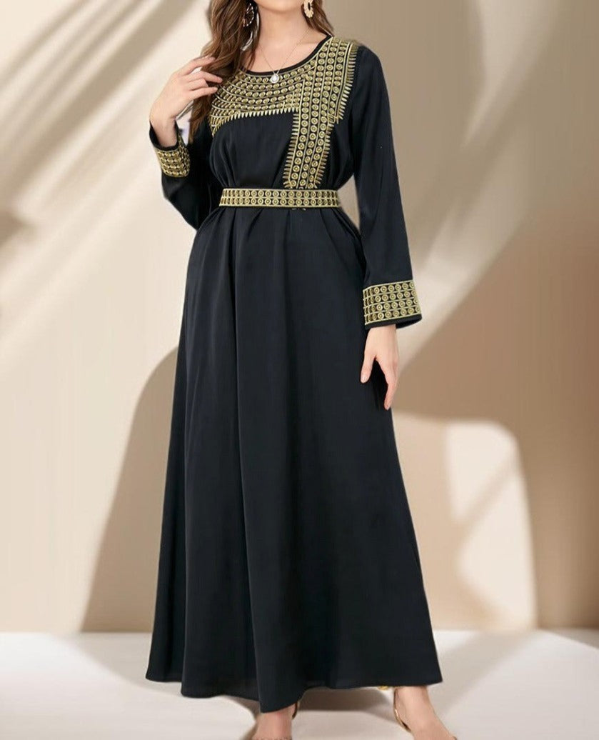 Embroidered Evening Kaftan with Chiffon Throw Over - Try Modest Limited