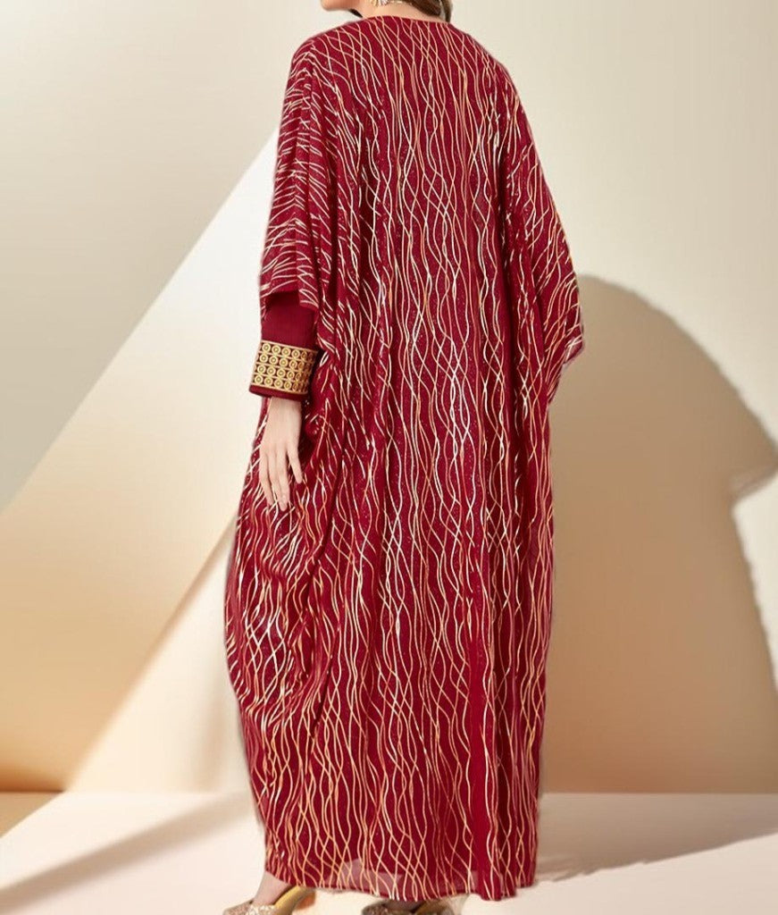 Embroidered Evening Kaftan with Chiffon Throw Over - Try Modest Limited