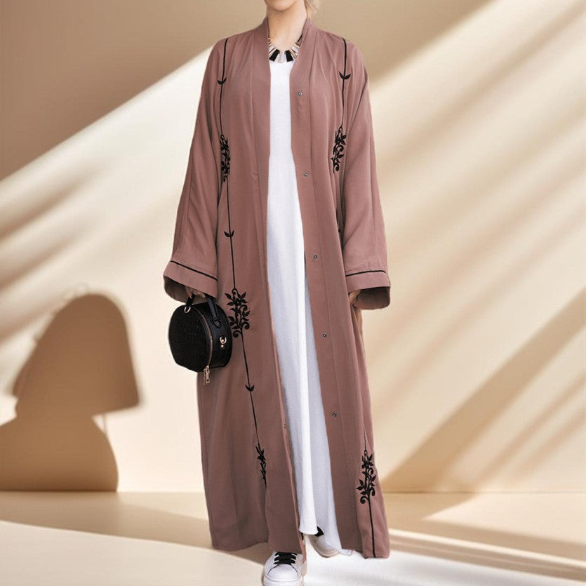 Embroidered evening abaya with tassel belt - Try Modest Limited