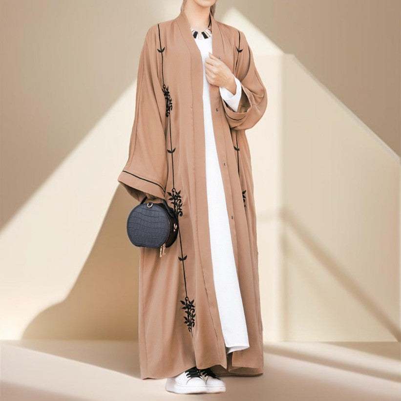 Embroidered evening abaya with tassel belt - Try Modest Limited
