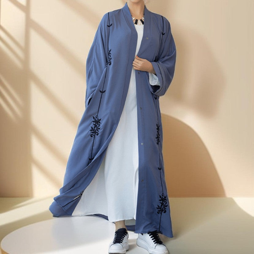 Embroidered evening abaya with tassel belt - Try Modest Limited
