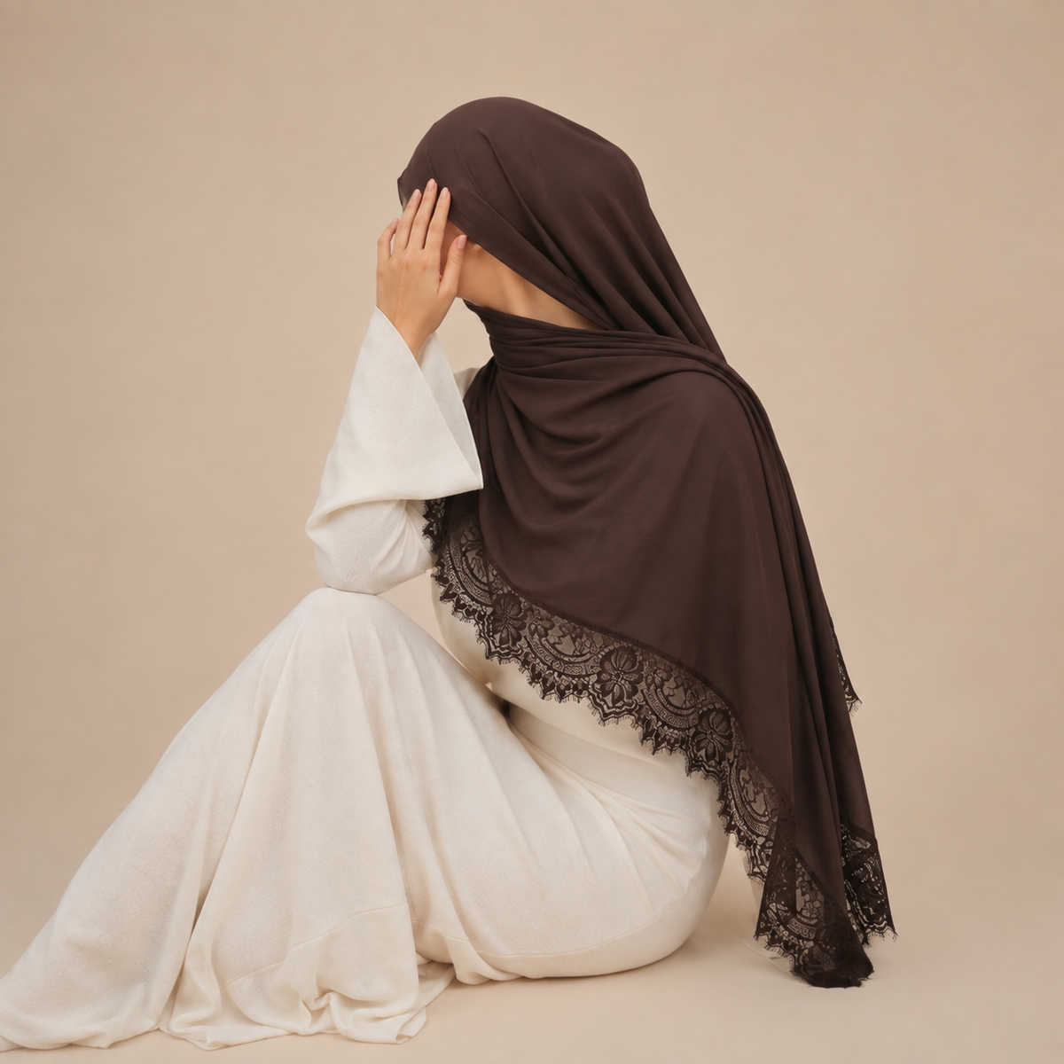Hijab in pizzo modale Espresso Mocha