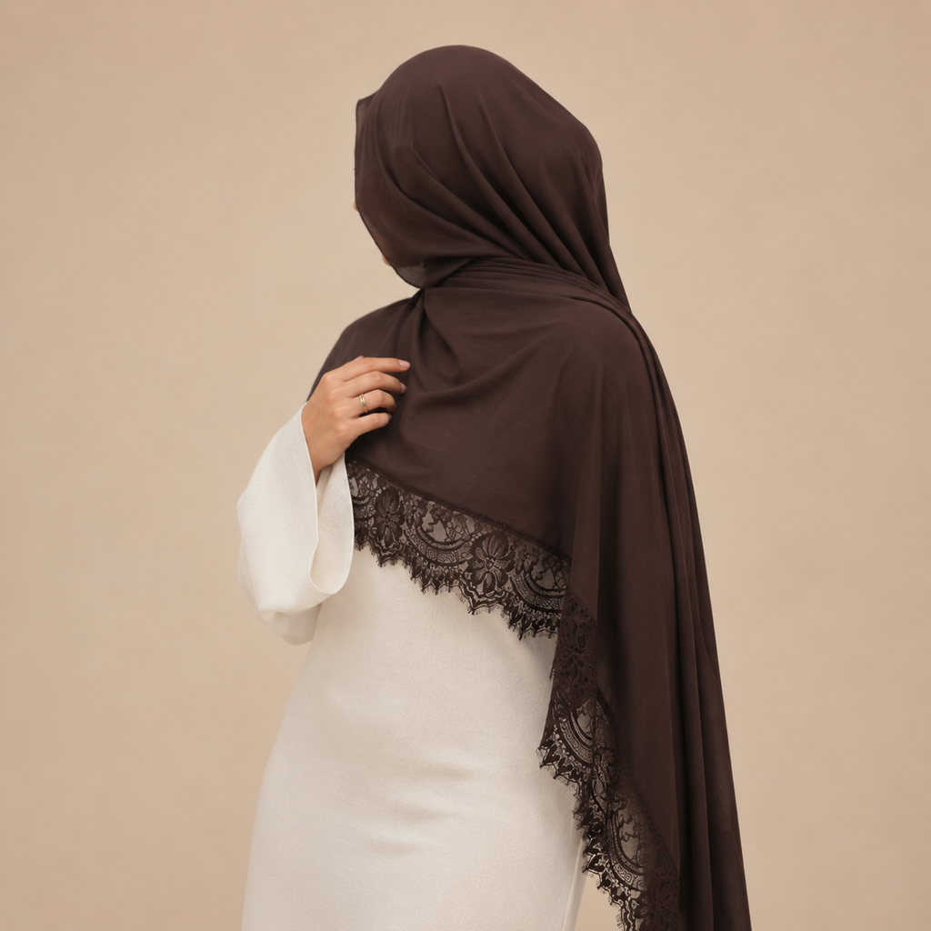 Hijab in pizzo modale Espresso Mocha