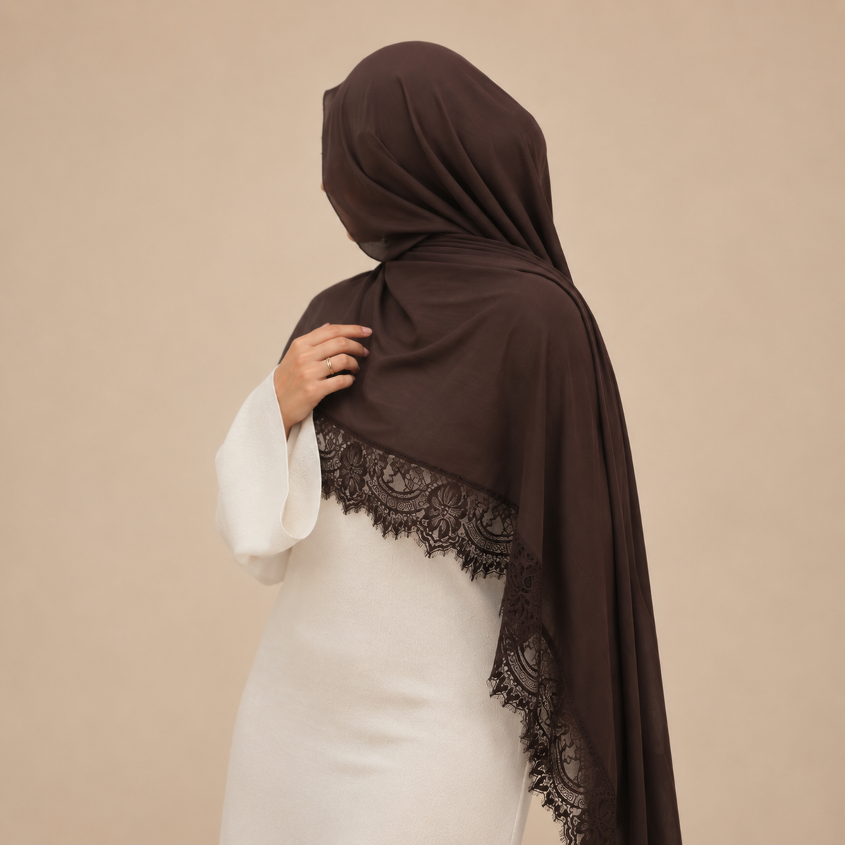 Hijab in pizzo modale Espresso Mocha