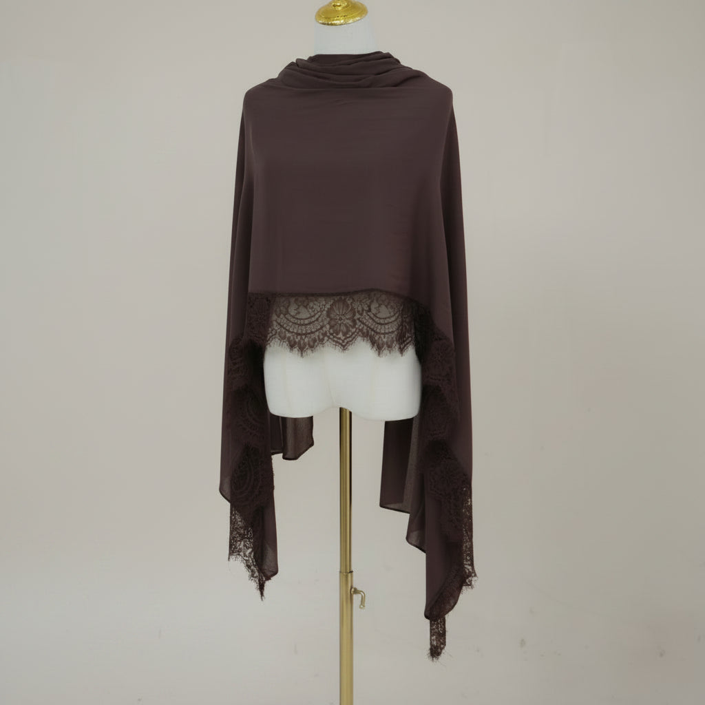 Hijab in pizzo modale Espresso Mocha