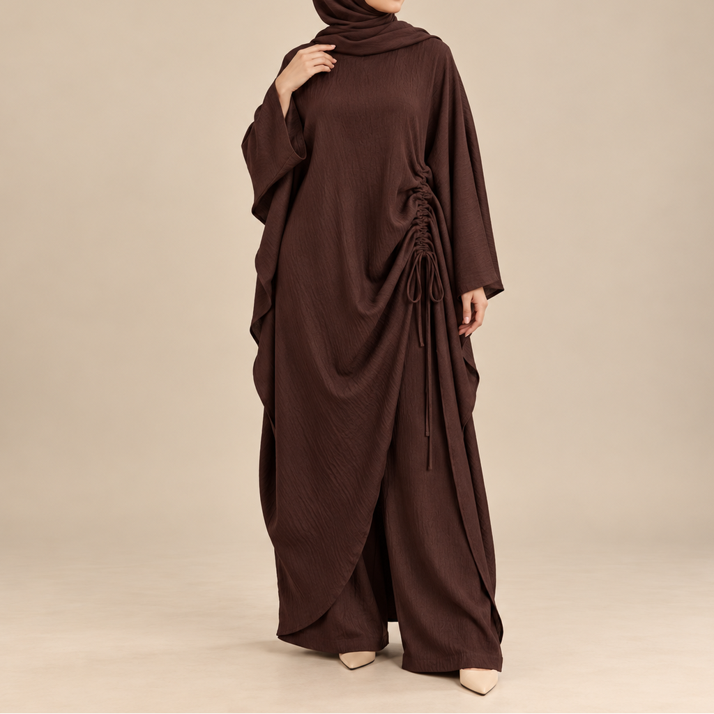 Estelle gerafftes Abaya-Set zum Binden an der Seite