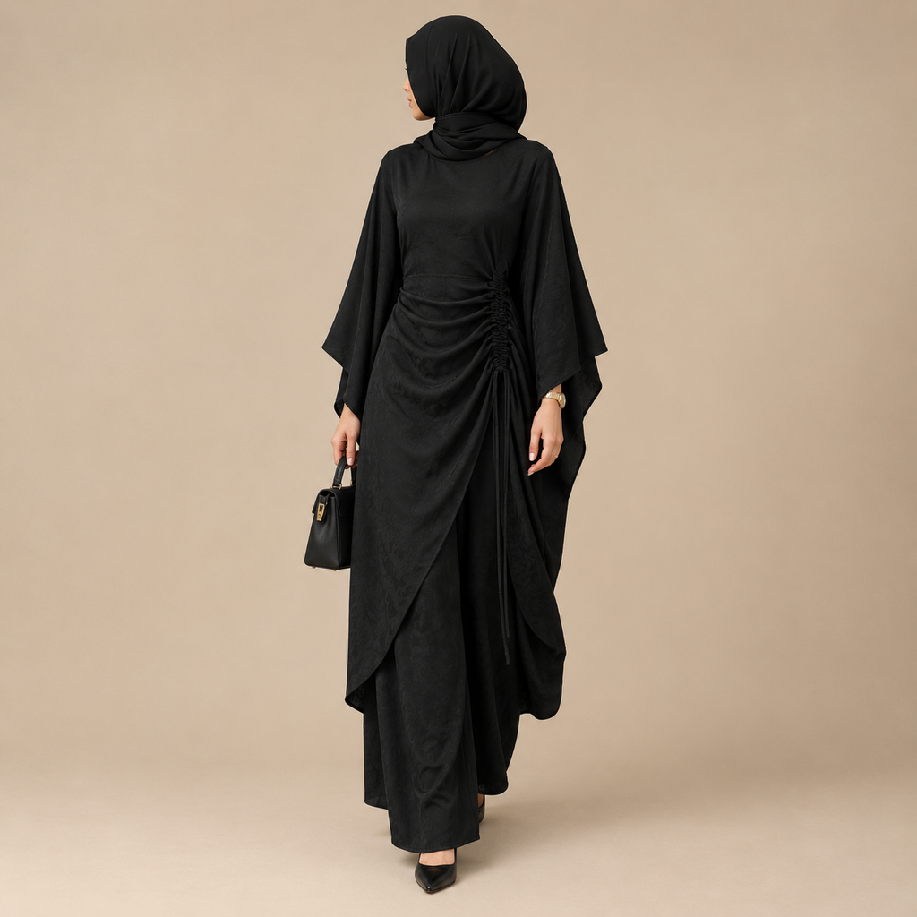 Estelle gerafftes Abaya-Set zum Binden an der Seite
