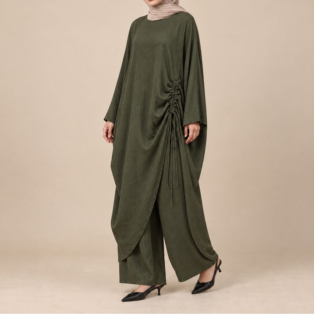 Estelle gerafftes Abaya-Set zum Binden an der Seite