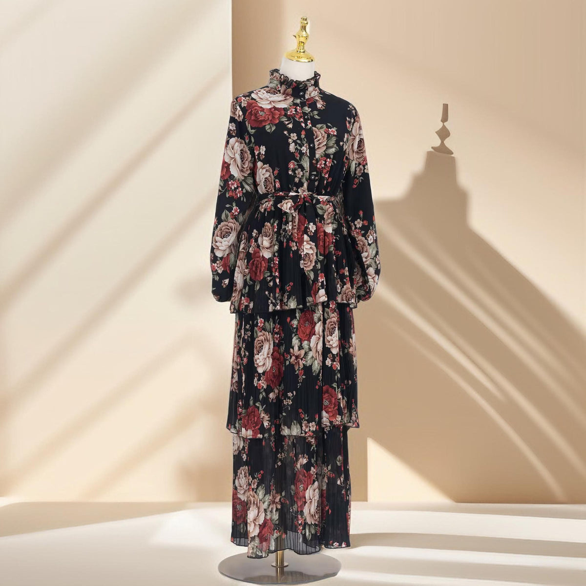 Ethereal Bloom 3-Layer Ciffon Maxi Dress - Try Modest Limited