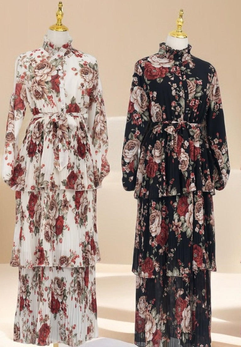 Ethereal Bloom 3-Layer Ciffon Maxi Dress - Try Modest Limited