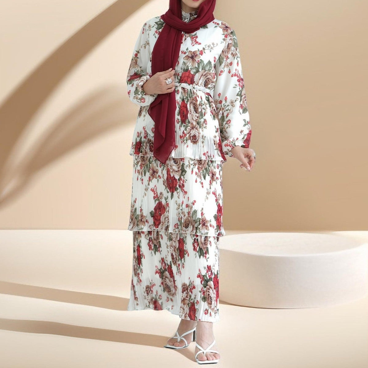 Ethereal Bloom 3-Layer Ciffon Maxi Dress - Try Modest Limited