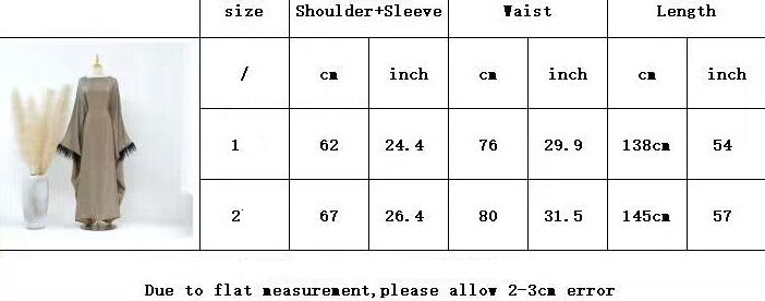 Evening batwing abaya dress with feather sleeves - Try Modest Limited