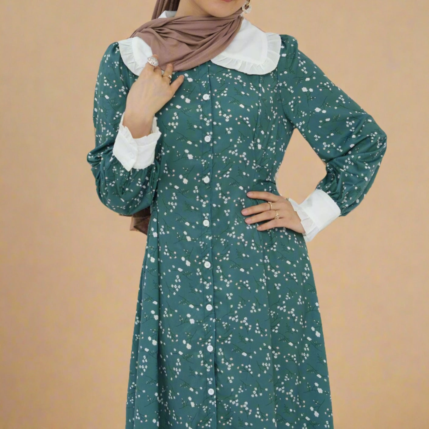 Evergreen Bloom- Modest summer dress