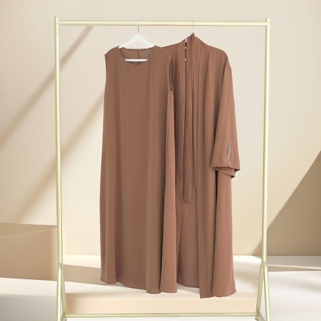 Eyana 2 PC Embroidered  Abaya Set - Try Modest Limited