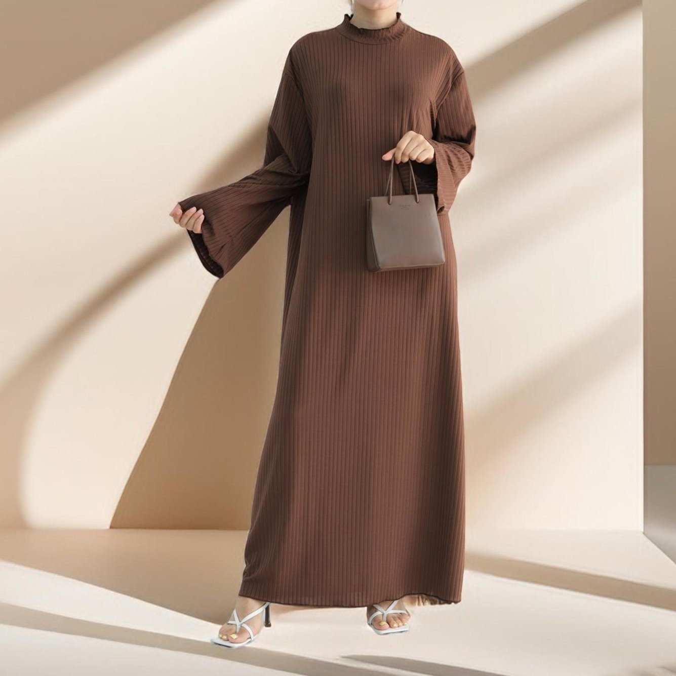 Ezra long sleeve solid color dress