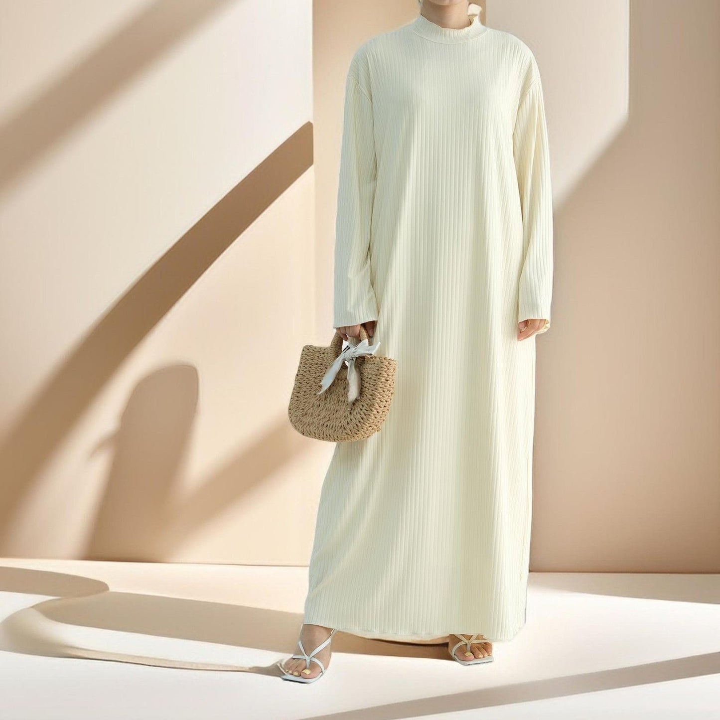 Ezra long sleeve solid color dress