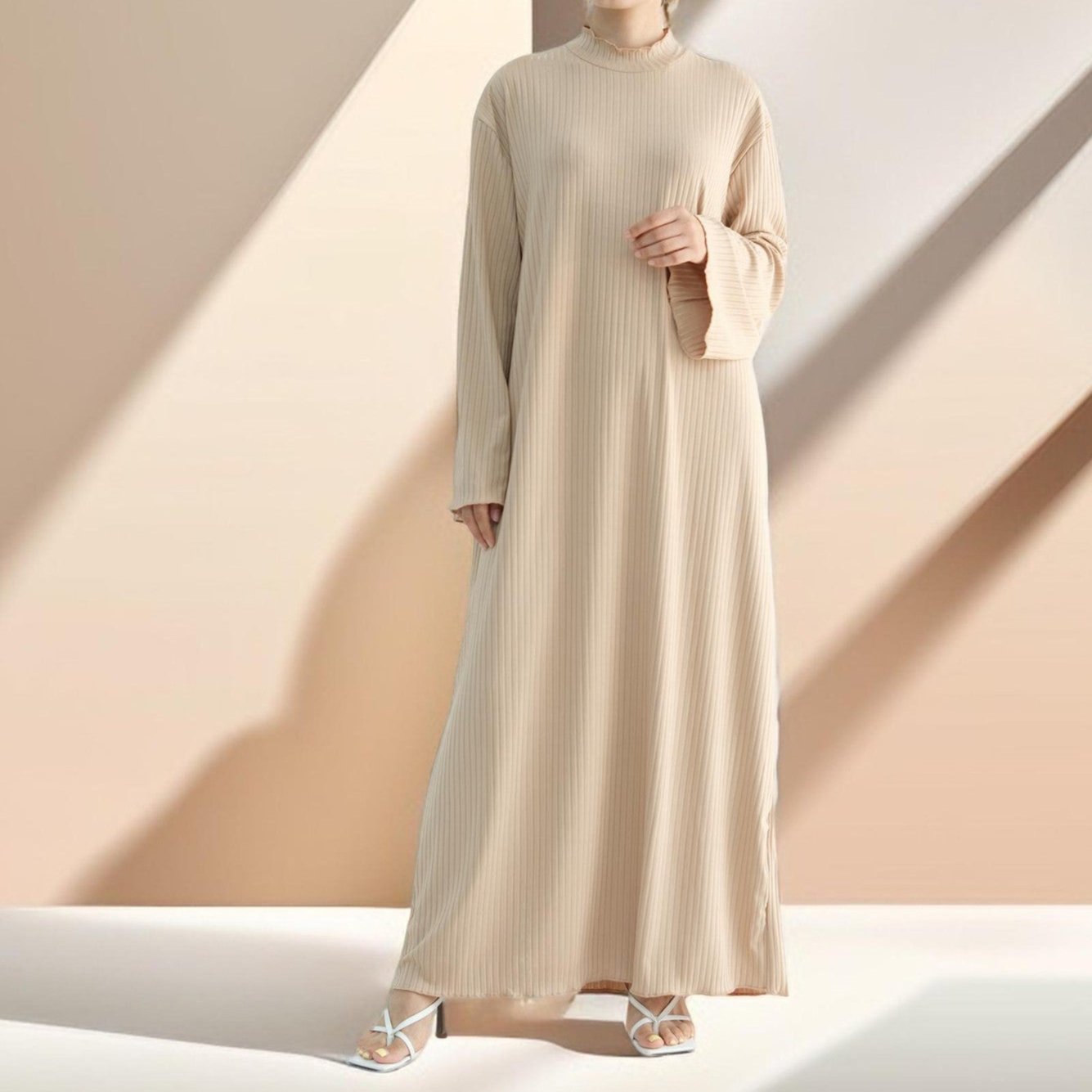 Ezra long sleeve solid color dress