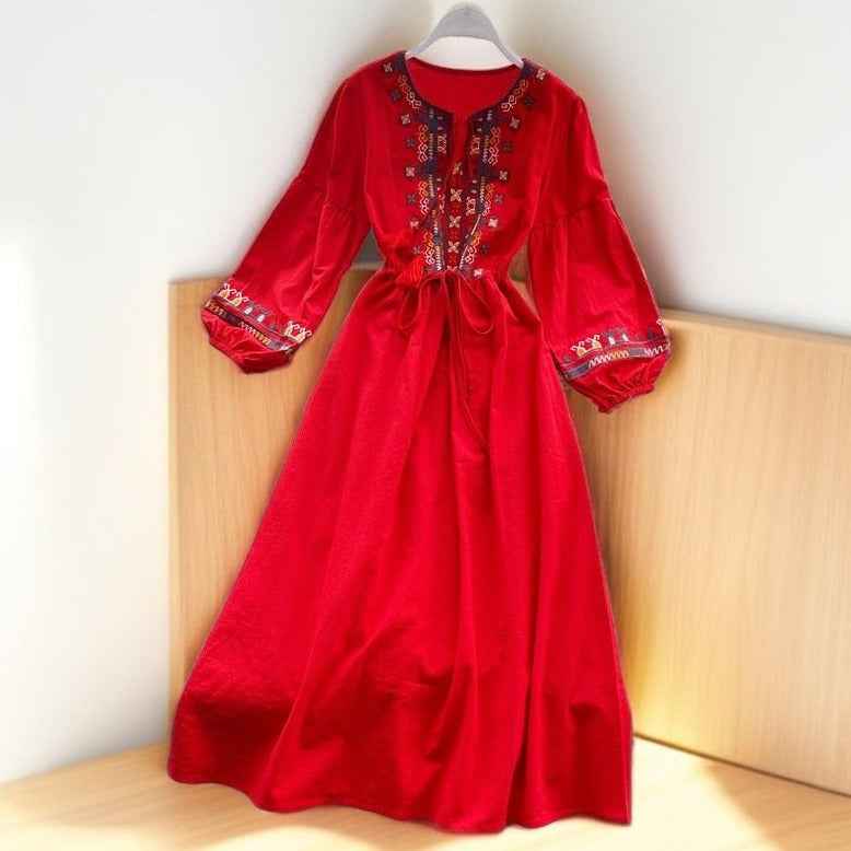 Floral embroidered full sleeve dress - Try Modest Limited