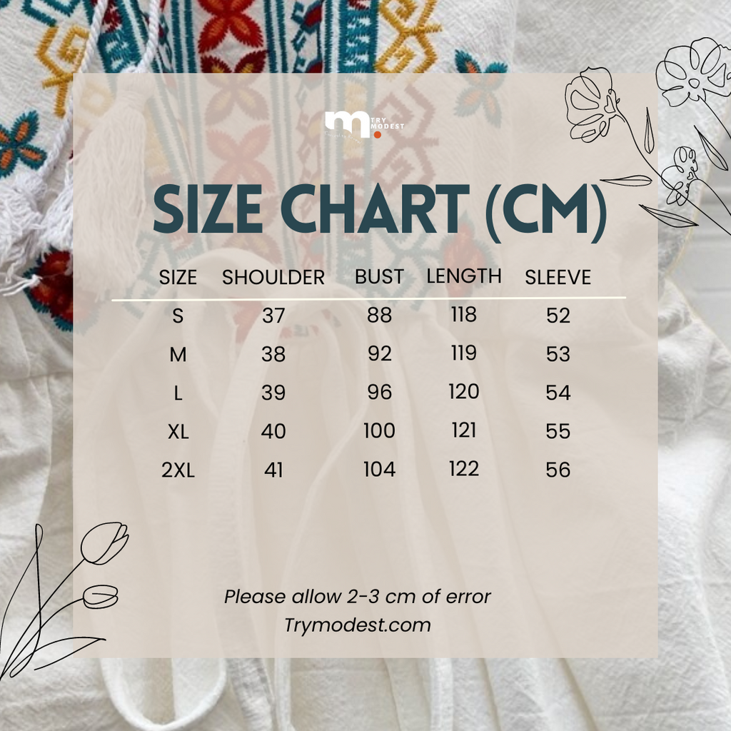 Floral embroidered full sleeve dress - Try Modest Limited