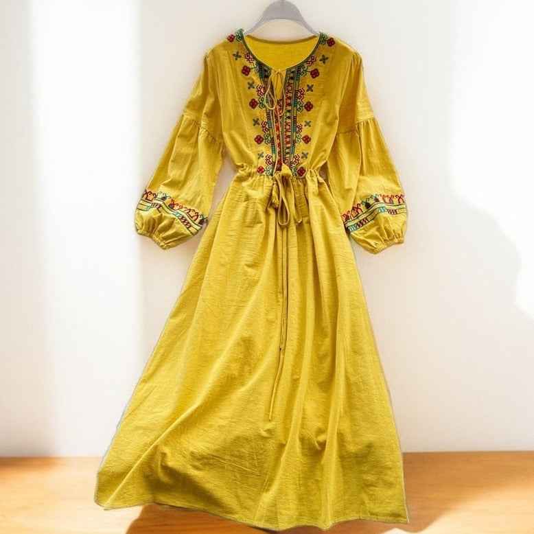 Floral embroidered full sleeve dress - Try Modest Limited