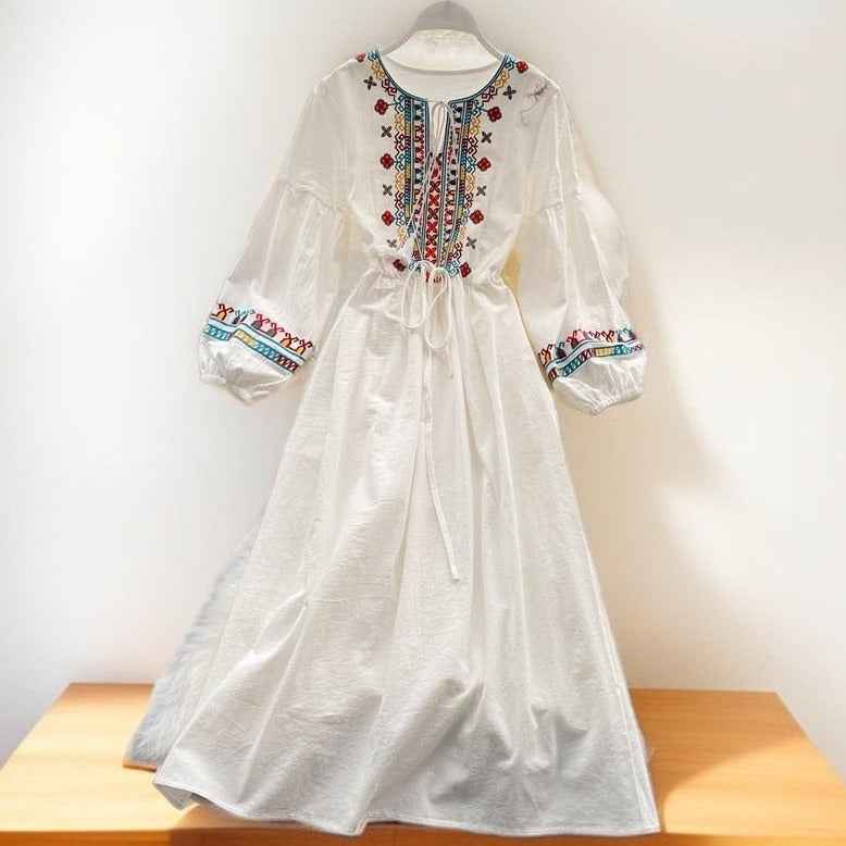 Floral embroidered full sleeve dress - Try Modest Limited