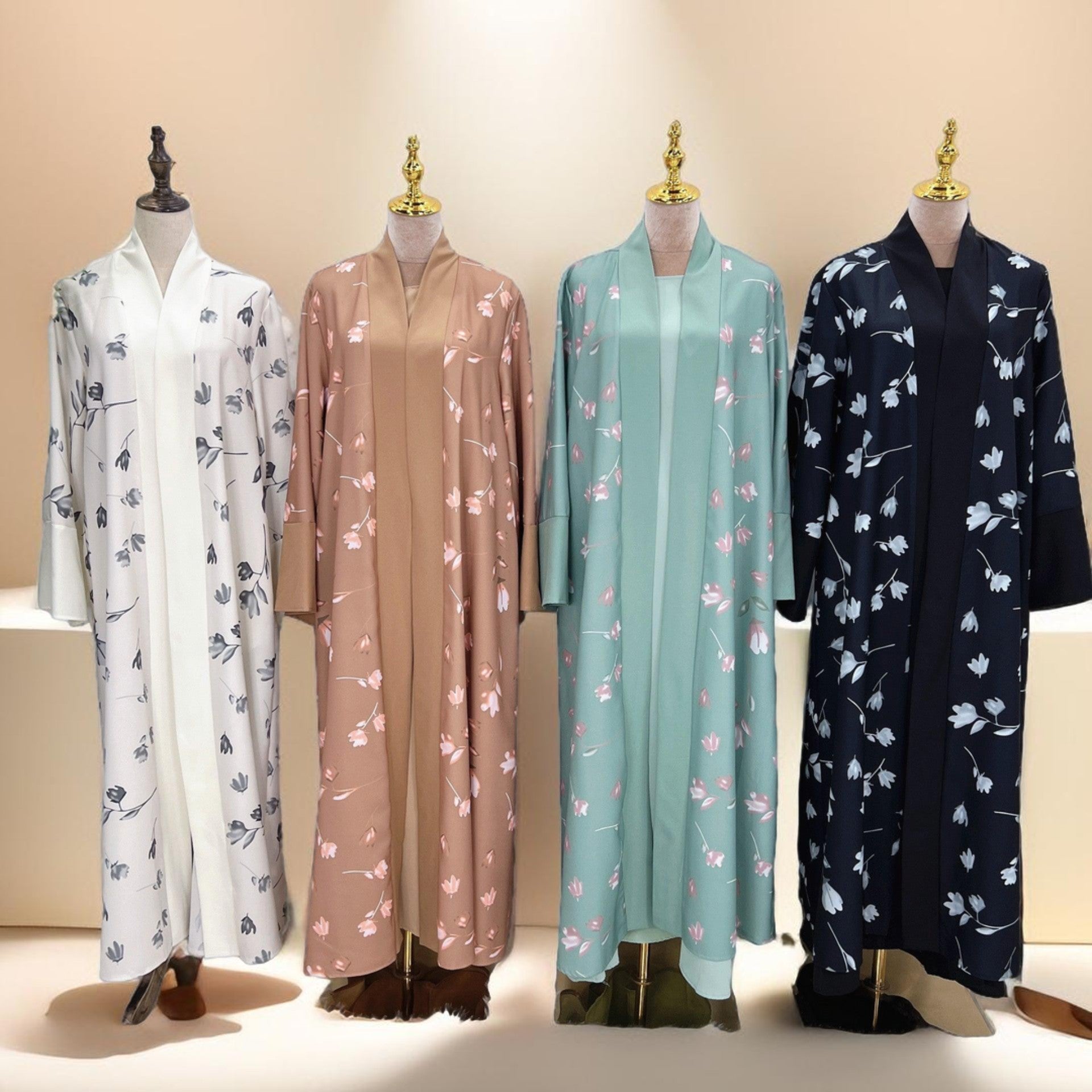 Floral pattern abaya with inner Jumpsuit - Try Modest Limited 